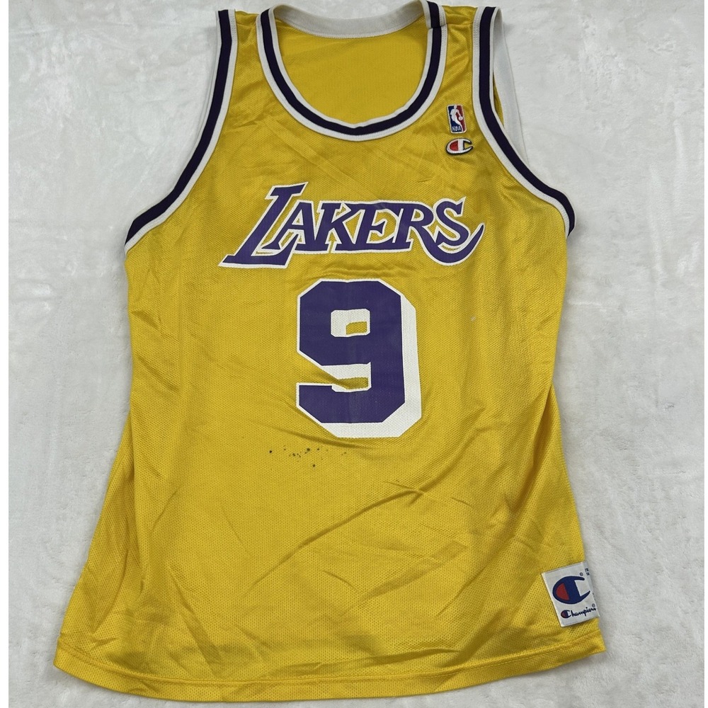 Champion Basketball Jersey Mens L Yellow Lakers Nick Van Exel 9 Vintage 90s